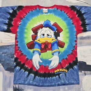 Vtg SS Walt Disney World Donald Duck Shirt Mens XL Mickeys Philharmagic Tie Dye